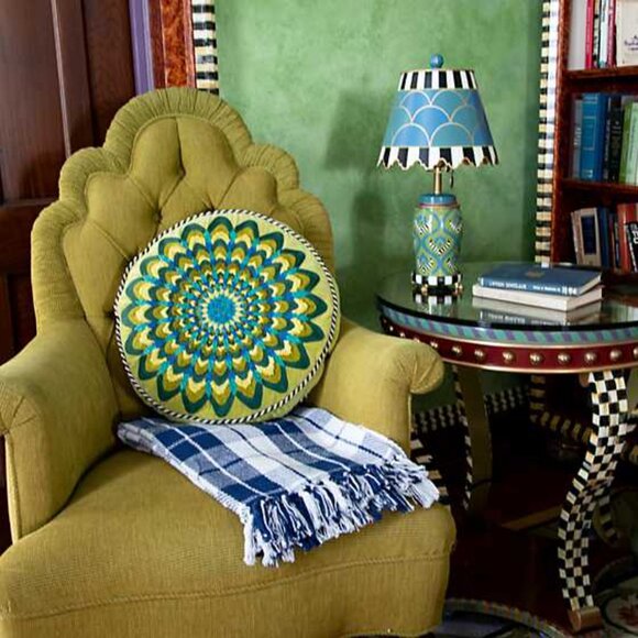 New MACKENZIE CHILDS MADRAS Table Lamp Sold Out HTF Rare No Box Courtly Stripes - Picture 4 of 16